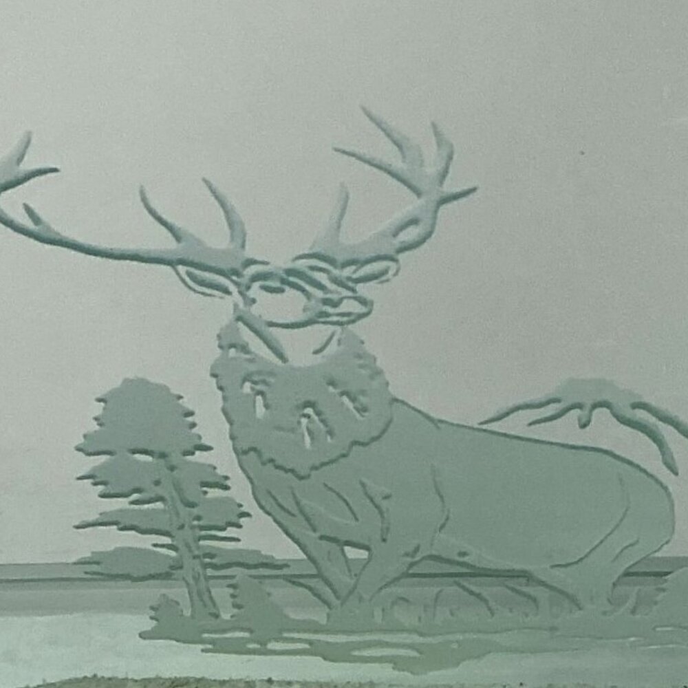 VINTAGE 1960S SWEDISH STYLE ART GLASS ICE BLOCK SCULPTURE – ETCHED STAG / DEER - Picture 5 of 14